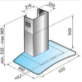 Campana de Pared IHD CH MILAN 60 de 60 cm (24 pulgadas) con Filtros Purificadores en Acero Inoxidable y Cristal Curvo